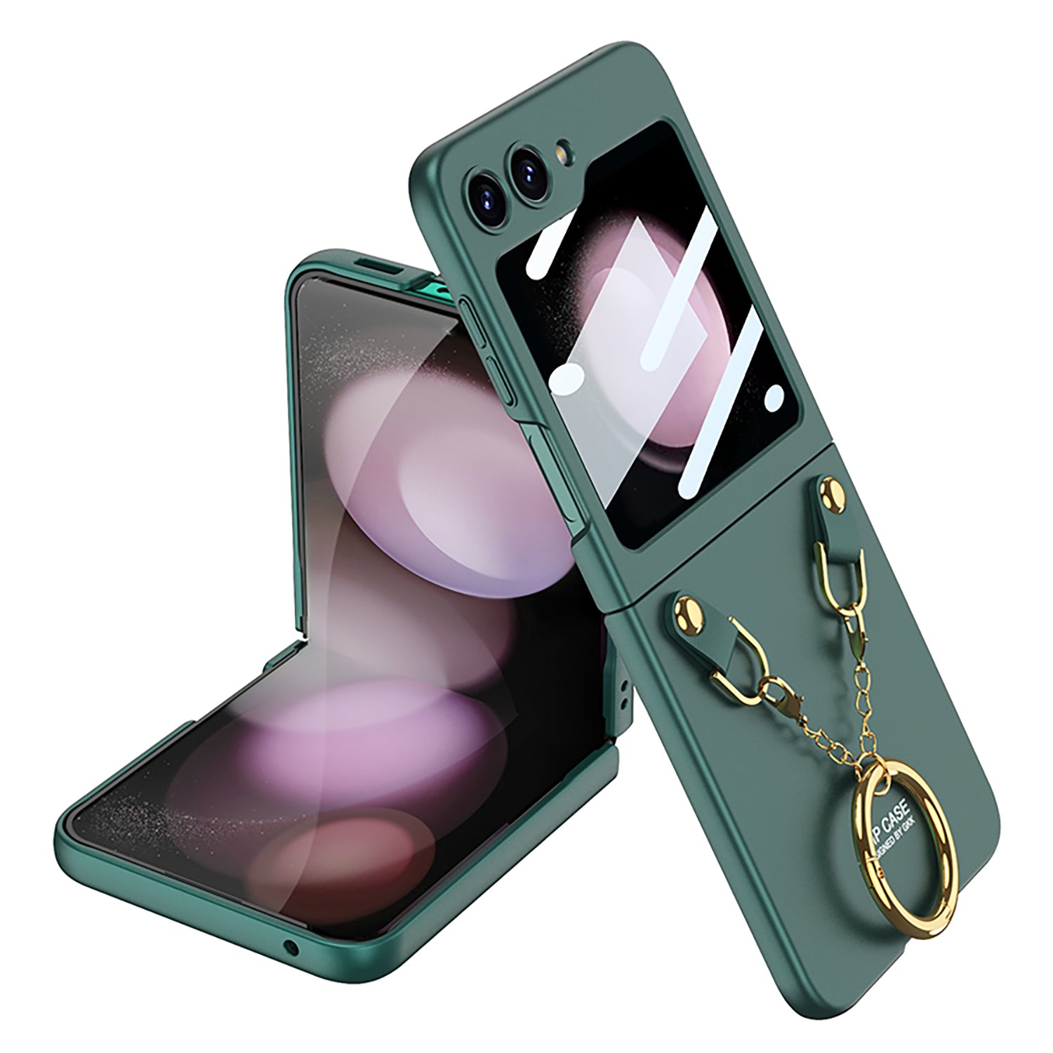 GKK til Samsung Galaxy Z Flip5 5G hårdt pc-telefontaske Ring Finger Grip Design Cover med lille skærmfilm GKK til Samsung Galaxy Z Flip5 5G hårdt pc-telefontaske Ring Finger Grip Design Cover med lille skærmfilm
